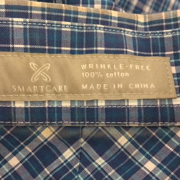 PLAID NORDSTROM Shirt WRINKLE FREE BUTTON DOWN WHITE & BLUE Size L - Picture 9 of 9